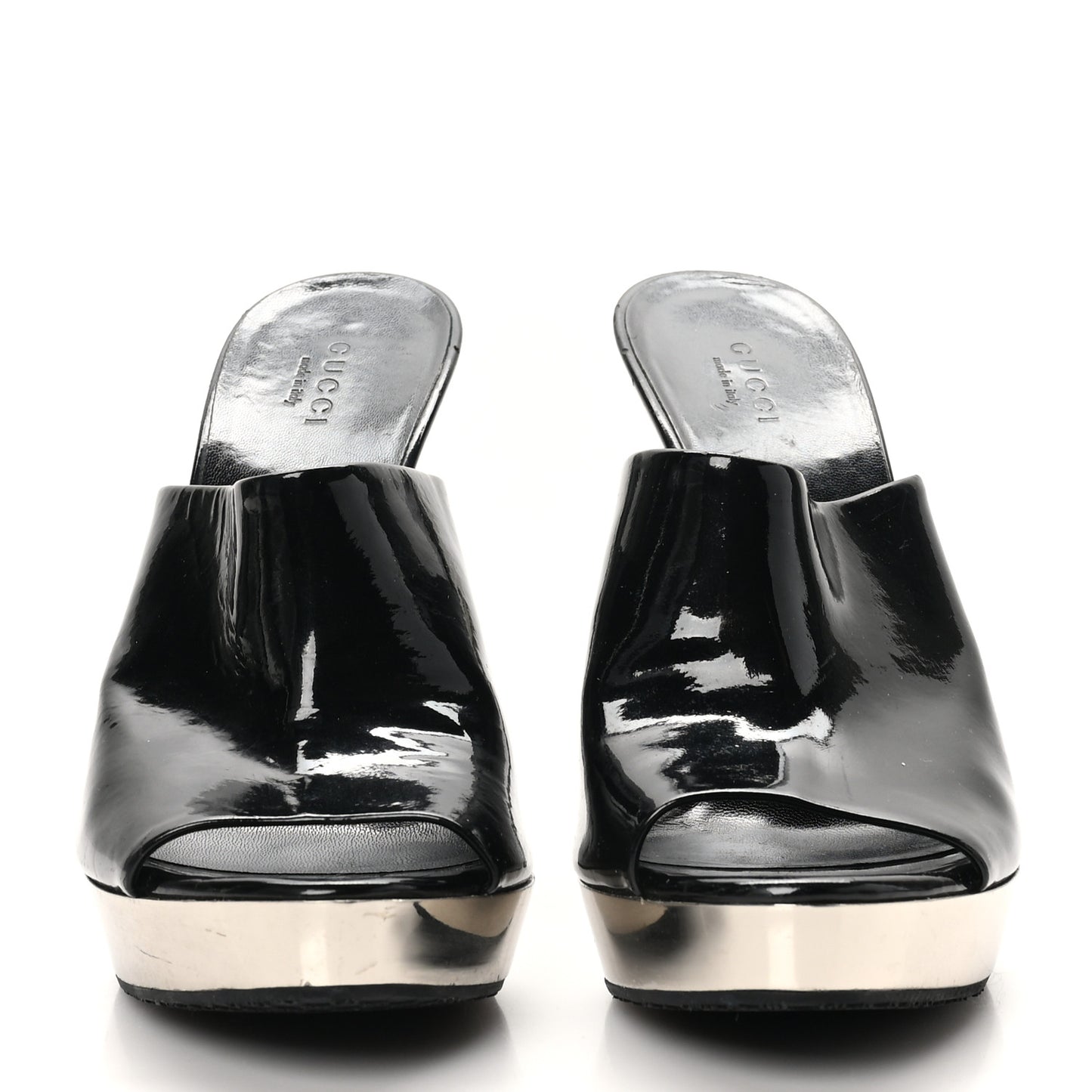 Patent Platform High Heel Slides 8 Black