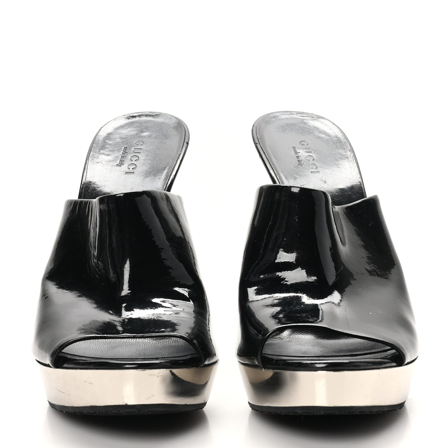 Gucci Patent Platform High Heel Slides 8 Black 3 of 10