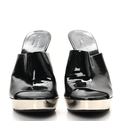 Gucci Patent Platform High Heel Slides 8 Black 3 of 10