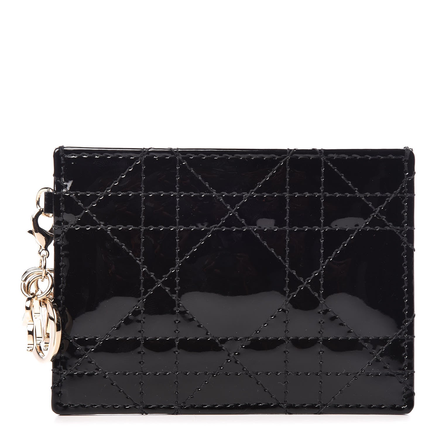 Christian Dior Patent Cannage Lady Dior Card Holder Black 1 of 7