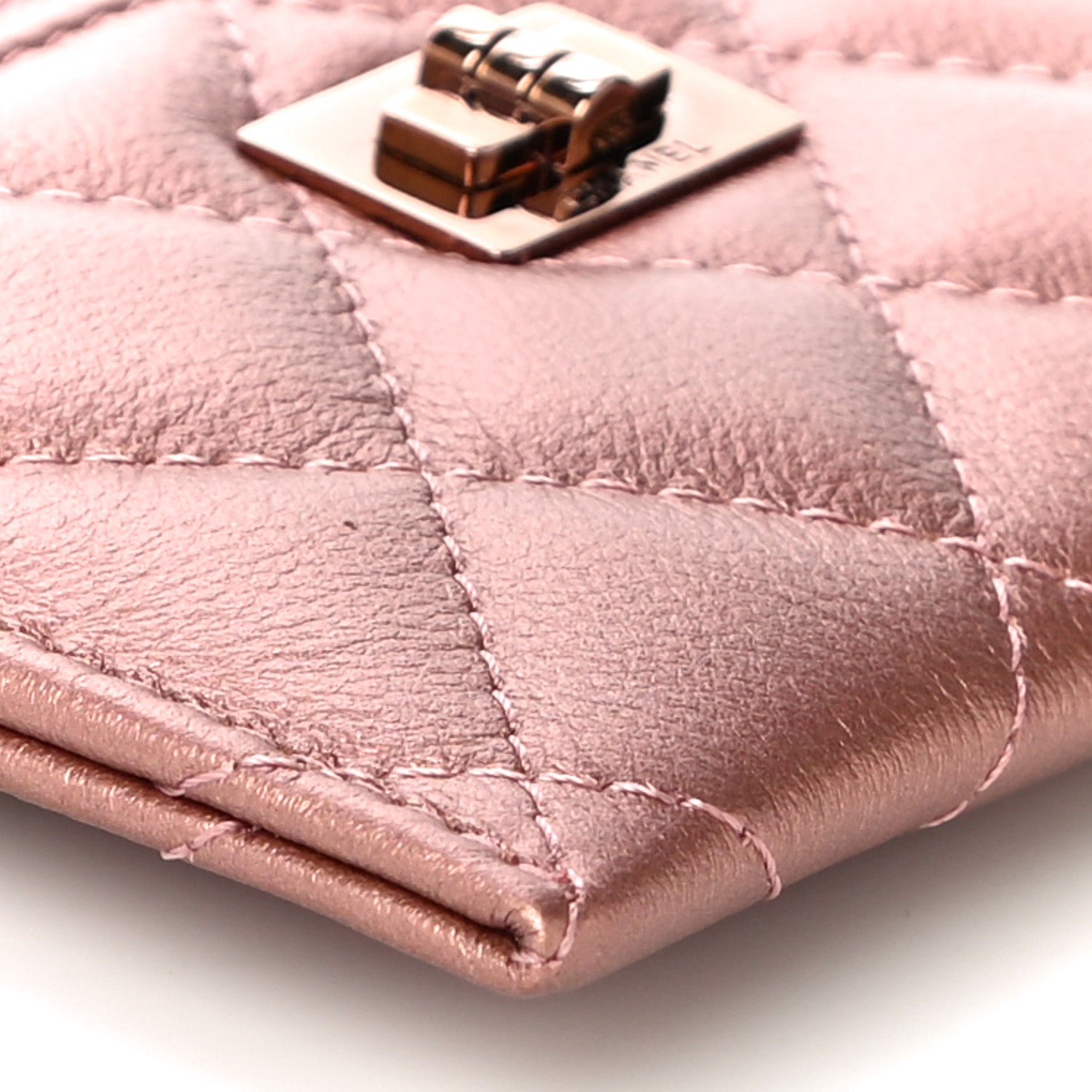 Chanel Metallic Caviar Quilted Reissue Card Holder Rose Gold 10 of 12