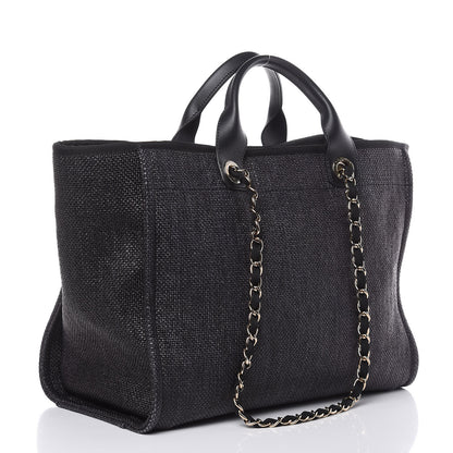 Chanel Woven Straw Raffia Large Deauville Tote Dark Blue 4 of 10