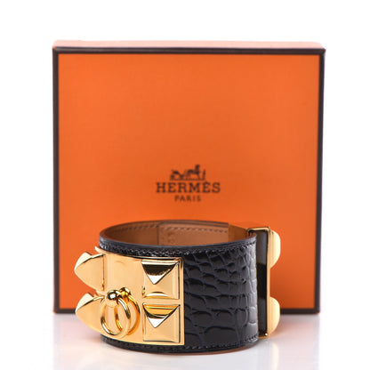 Hermes Shiny Alligator Collier De Chien CDC Bracelet S Bleu Marine 6 of 6