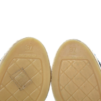 Chanel Denim Toile Embossed CC Espadrilles 37 Navy Black 8 of 8