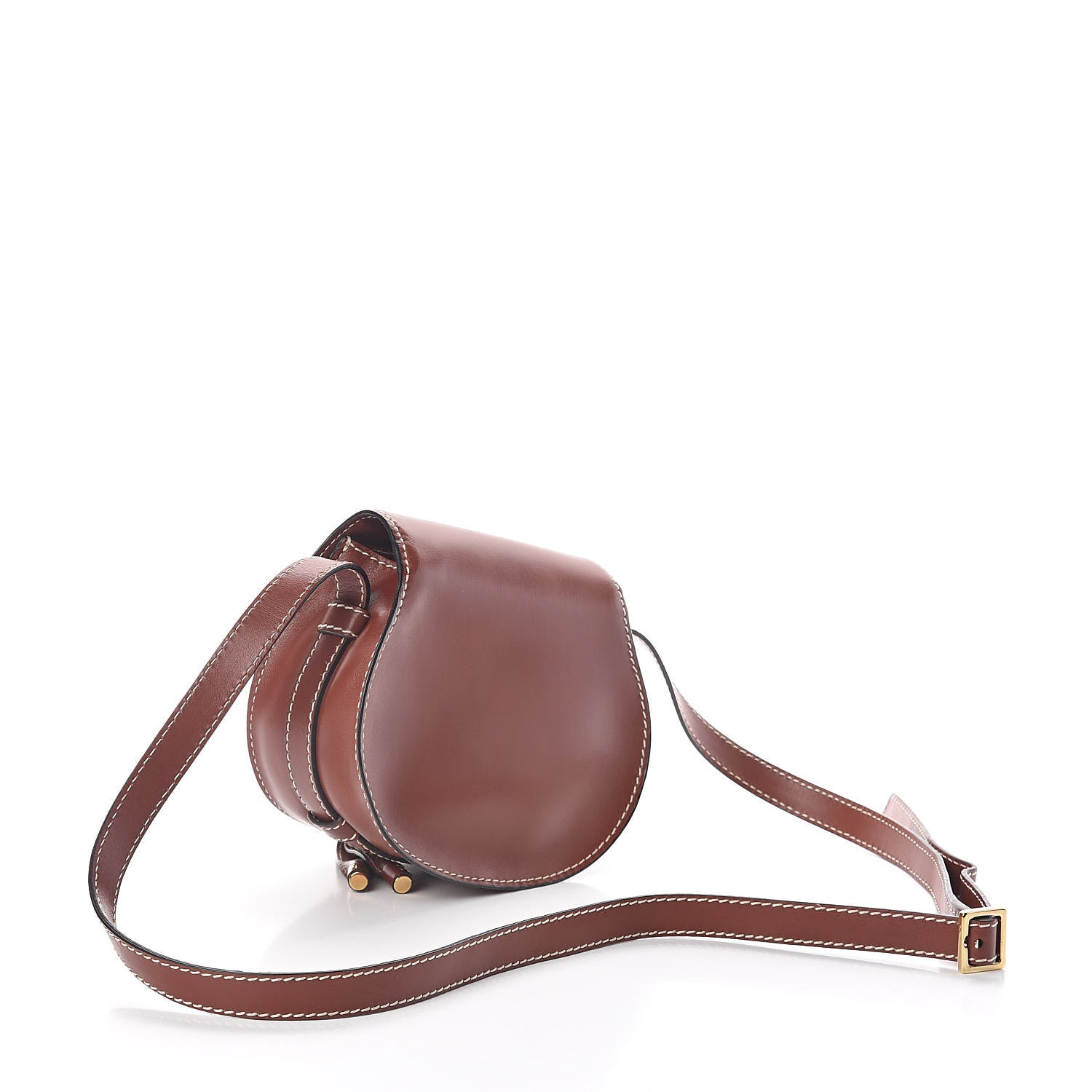 Chloe Shiny Calfskin Mini Marcie Round Crossbody Bag Sepia 3 of 9