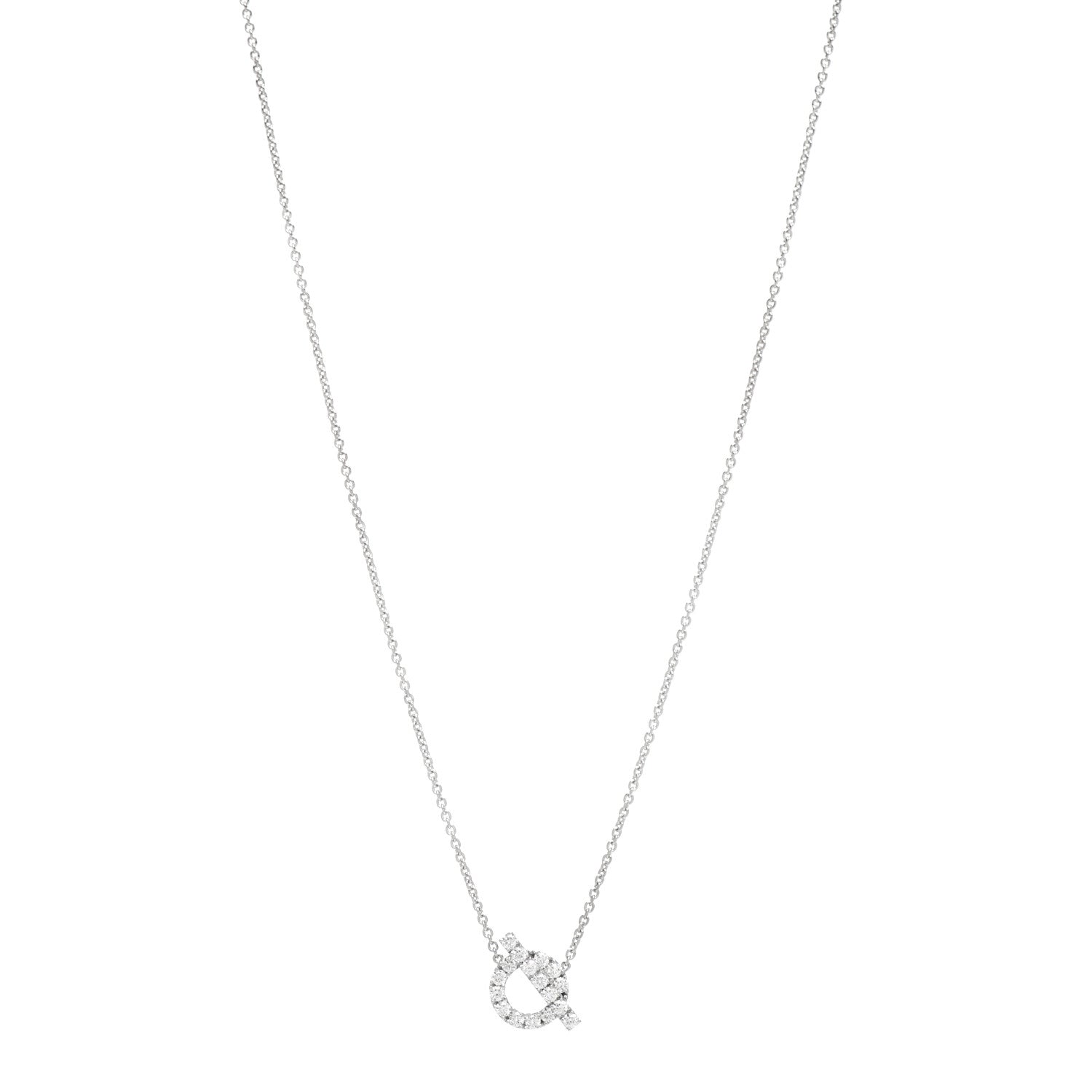 Hermes 18K White Gold Diamond Finesse Pendant Necklace 1 of 6