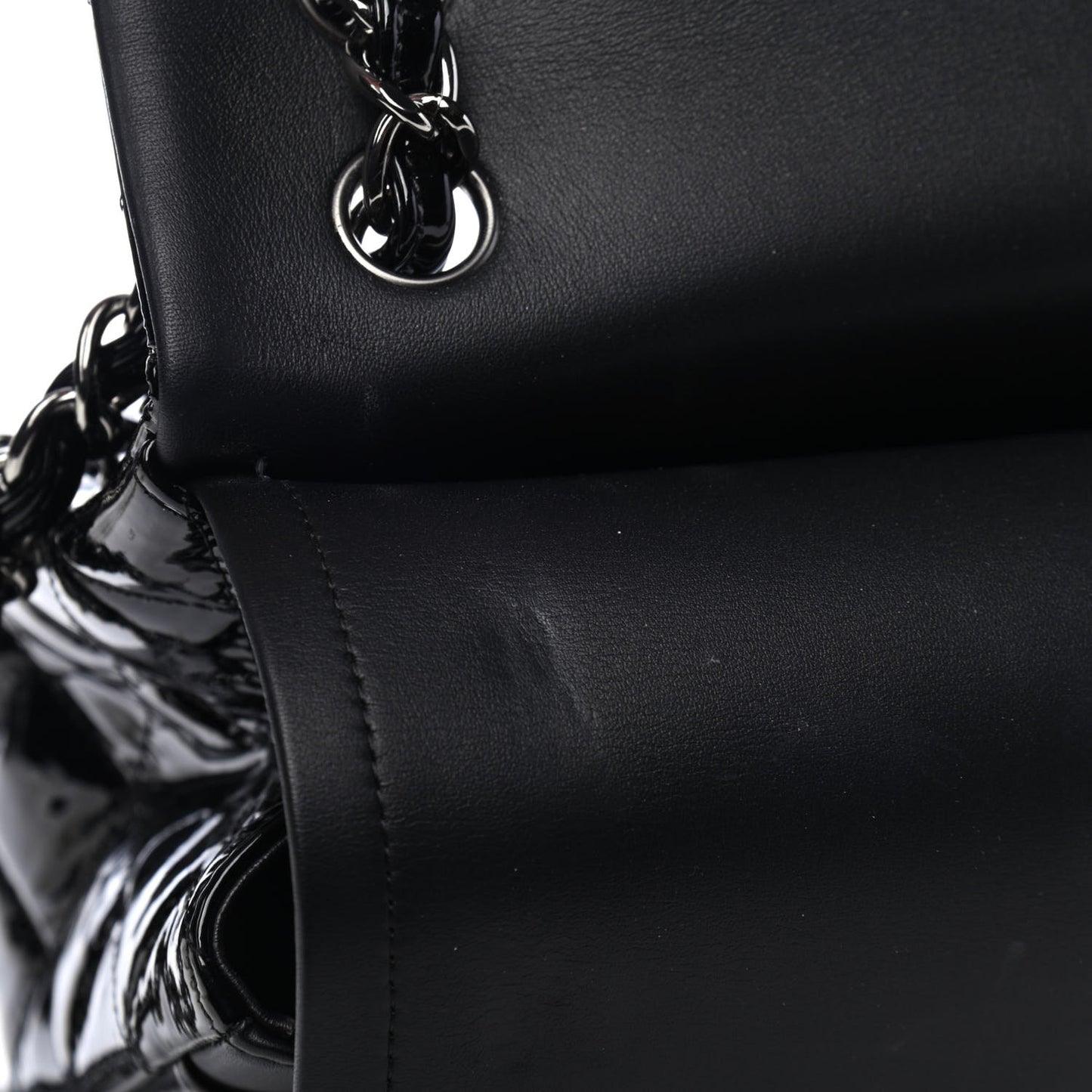 Patent Quilted Jumbo Double Flap Black