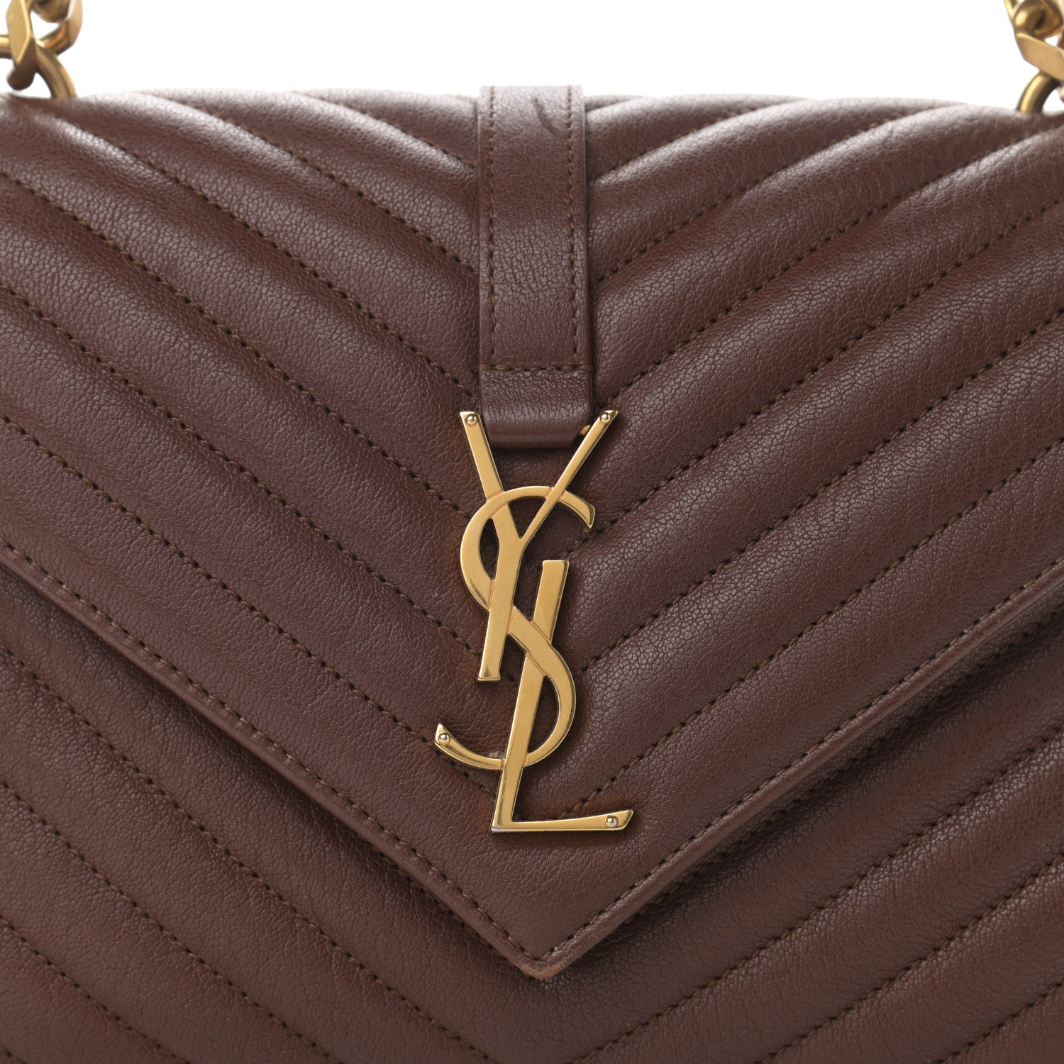 Saint Laurent Calfskin Matelasse Chevron Monogram Medium College Bag Brick 9 of 12