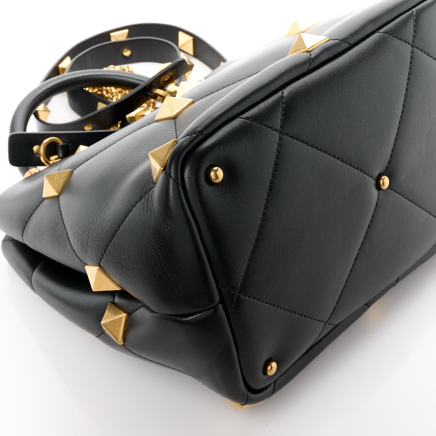 Valentino Garavani Nappa Roman Stud The Handle Bag Black 10 of 11