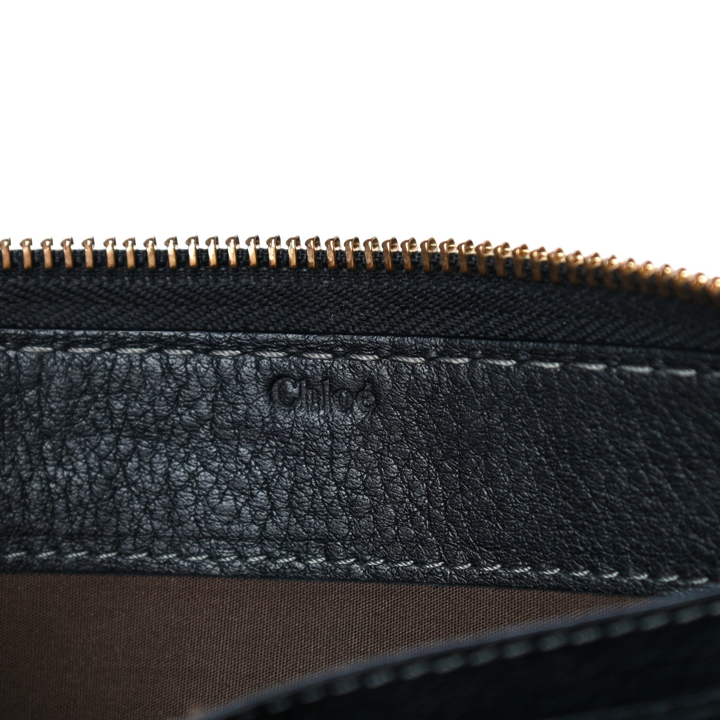 Grained Calfskin Marcie Long Zip Around Wallet Black