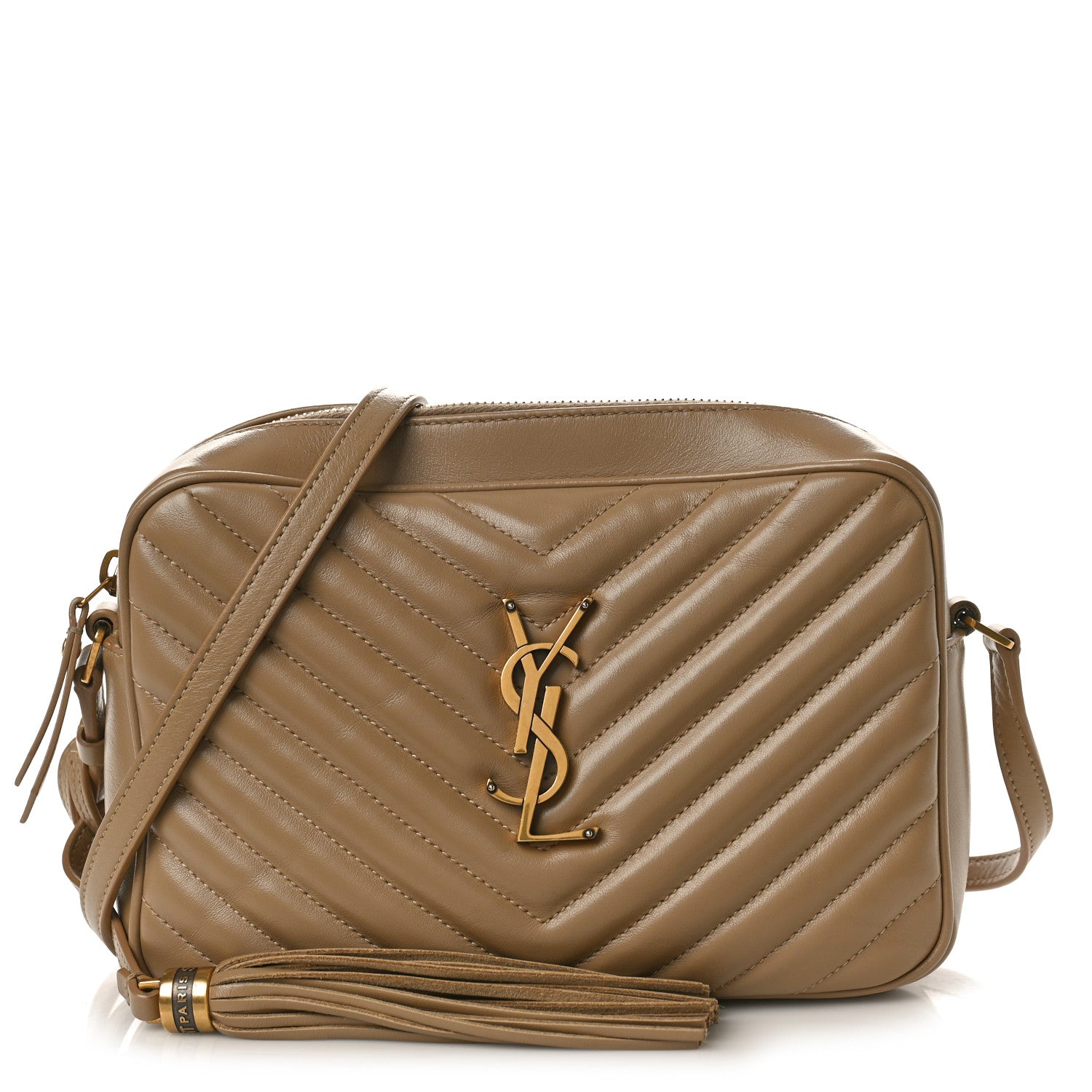 Saint Laurent Calfskin Matelasse Monogram Lou Camera Bag Dark Beige 1 of 11
