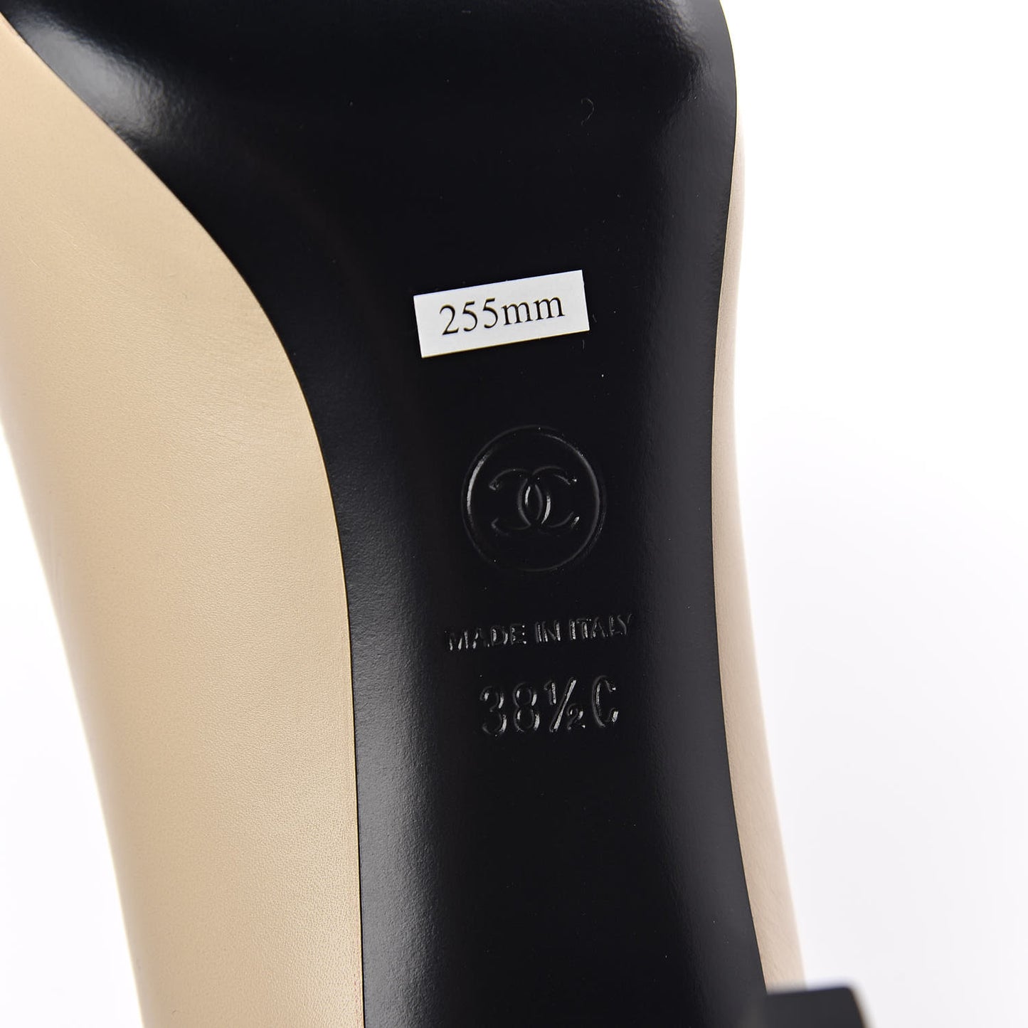Calfskin Enamel Pearl Grosgrain Cap Toe Camellia Pumps 38.5 Black Beige