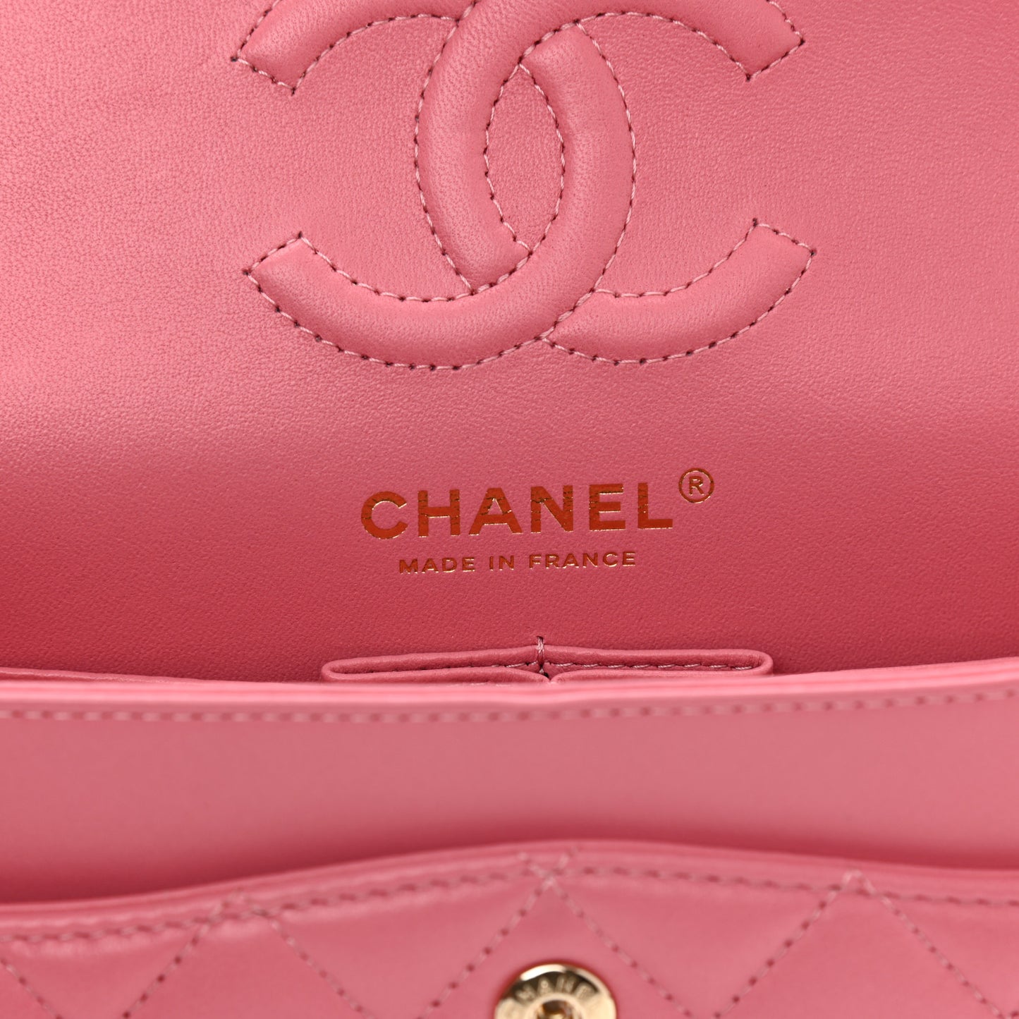 Lambskin Quilted Small Double Flap Pink