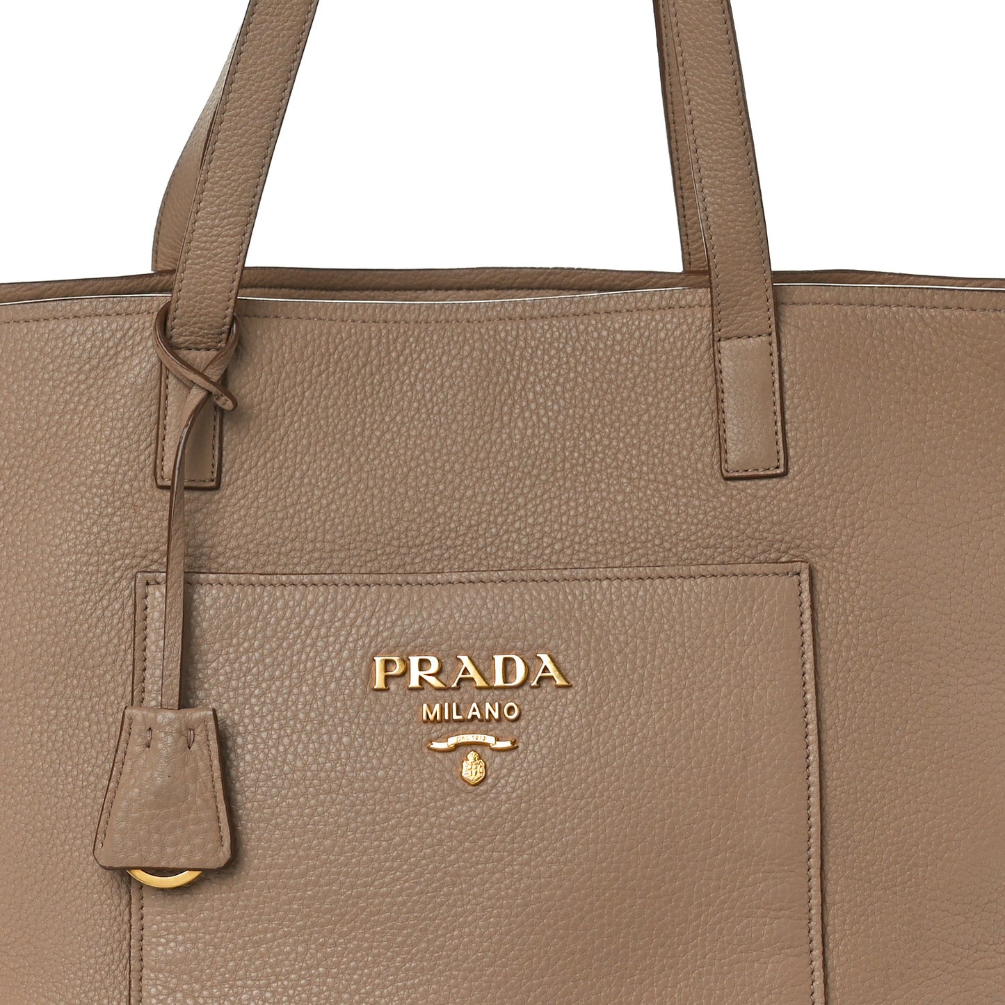Vitello Daino Pocket Shopping Tote Cammeo