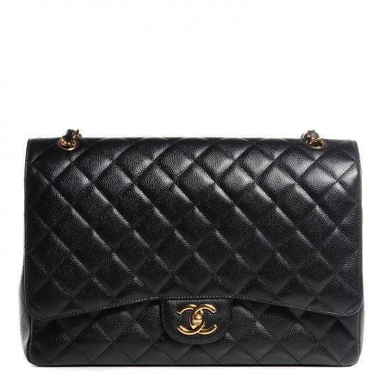 Caviar Quilted Maxi Double Flap Black