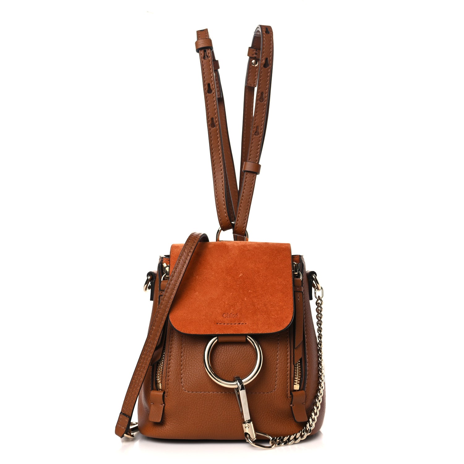 Chloe Suede Calfskin Mini Faye Backpack Tan 1 of 9