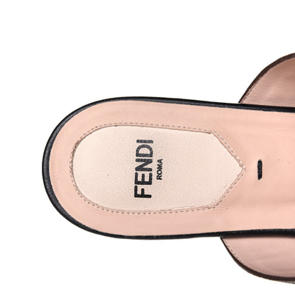Fendi Vitello FF Embossed Buckle Flat Mules 36.5 Maya Black 7 of 13