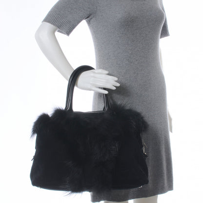 Saint Laurent Fox Fur Medium Easy Sac Black 2 of 7