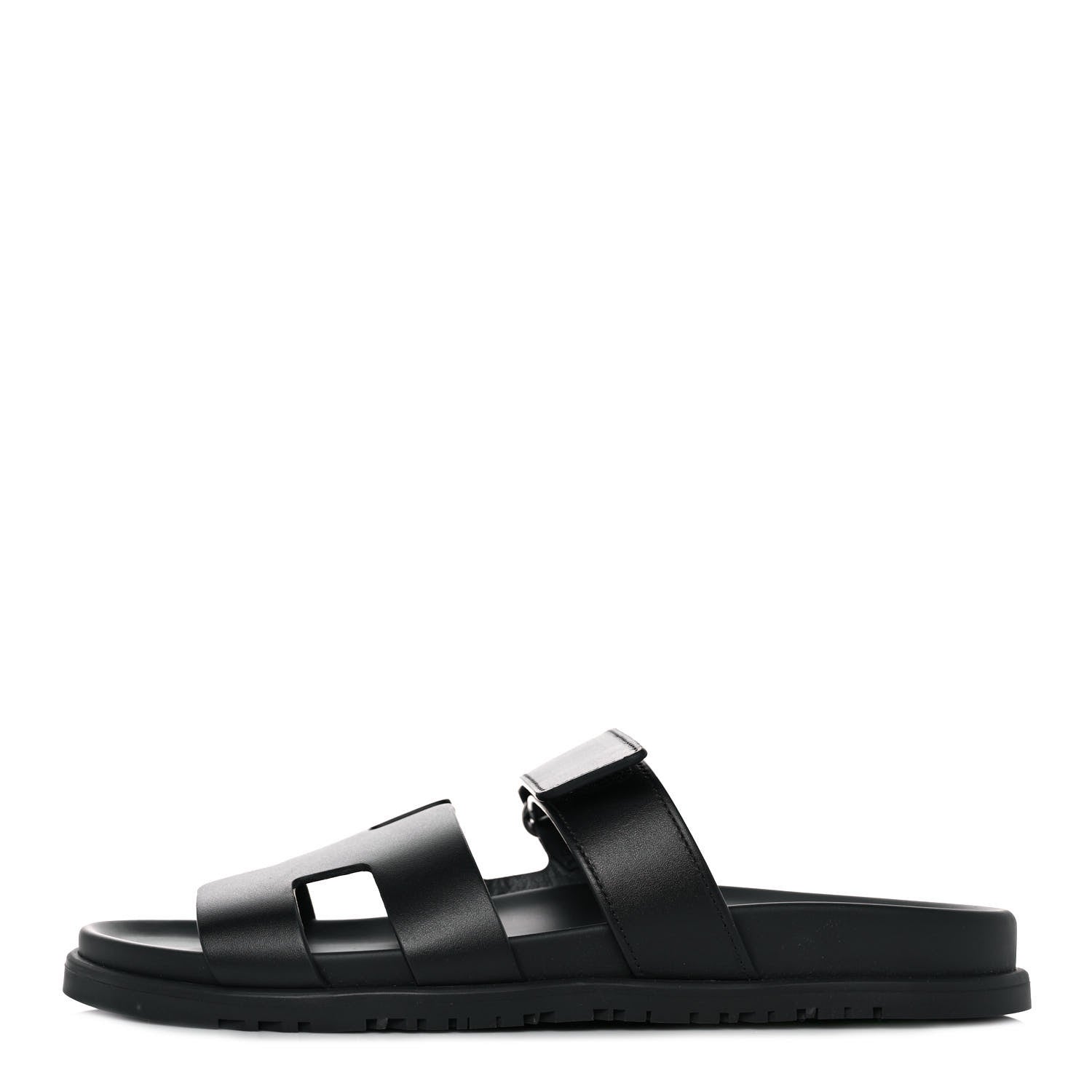 Hermes Calfskin Womens Chypre Sandals 40.5 Black 1 of 9