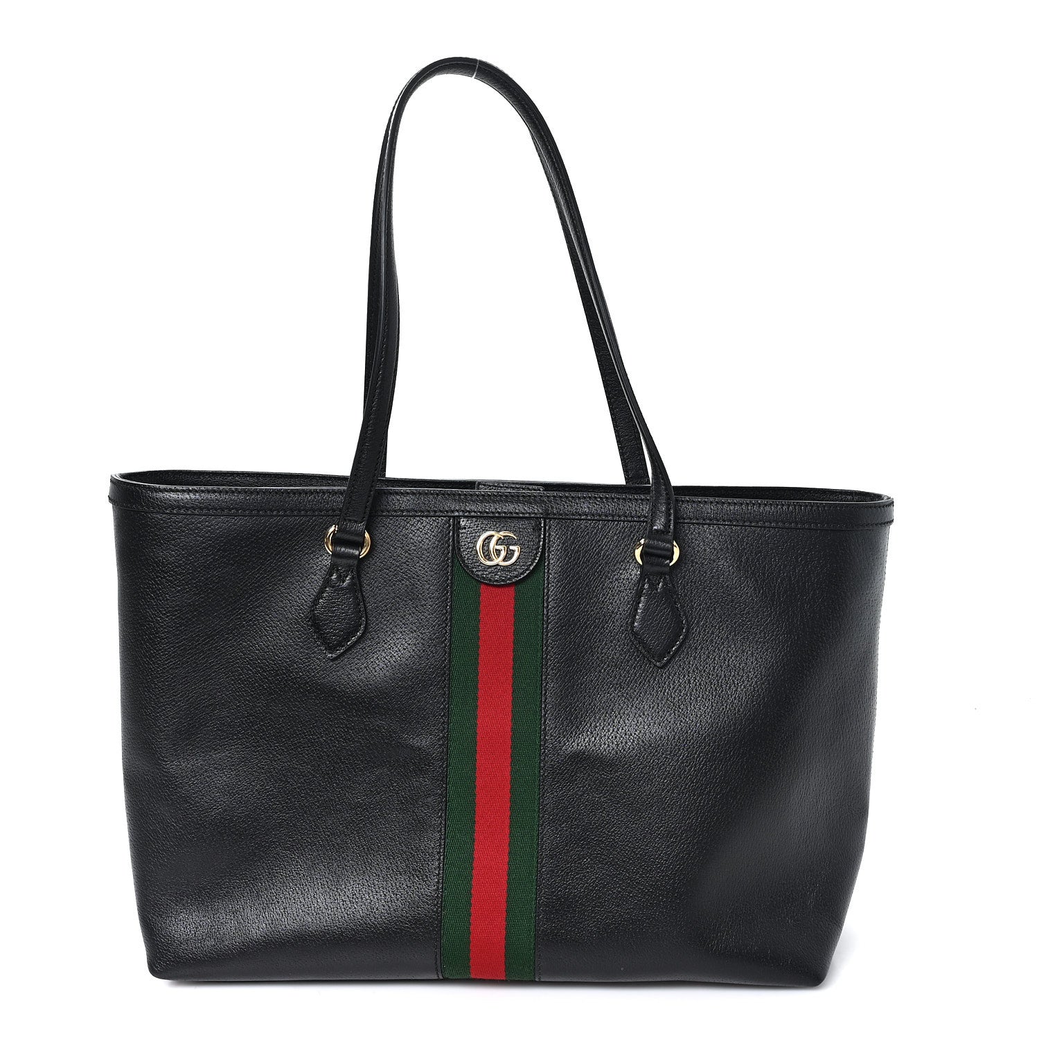 Gucci Textured Calfskin Web Medium Ophidia Shopping Tote Black 1 of 11