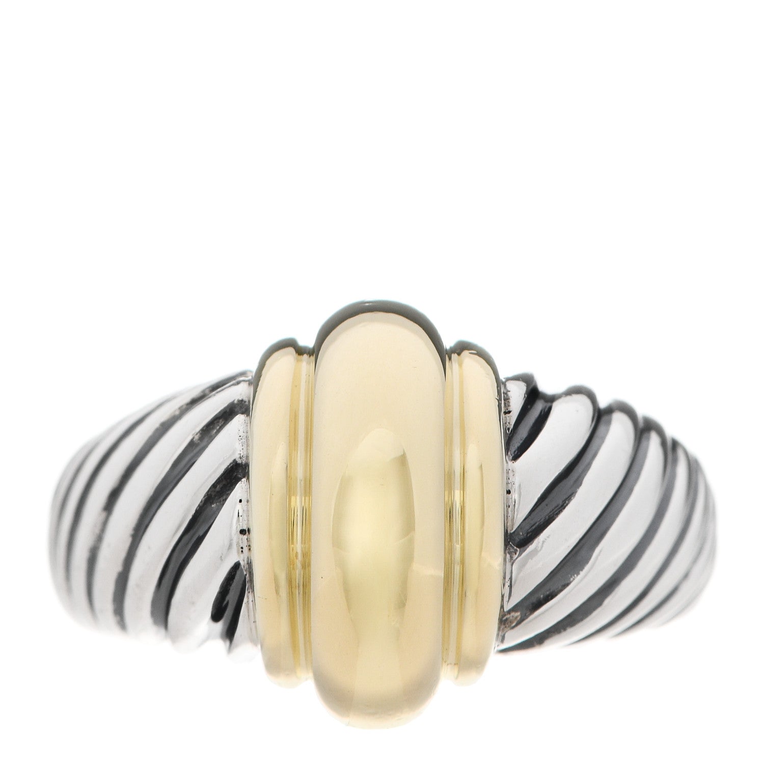 David Yurman Sterling Silver 14K Yellow Gold Cable Station Ring 57 8 1 of 6