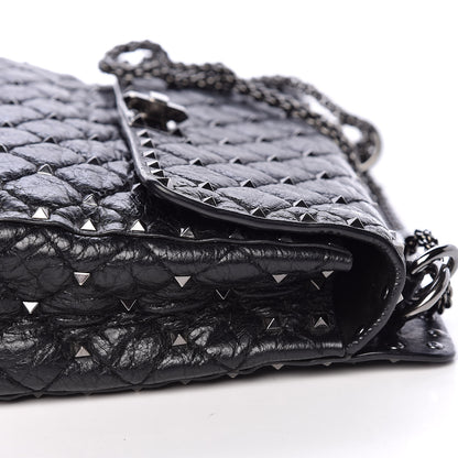 Valentino Garavani Craquele Nappa Medium Rockstud Spike Shoulder Bag Black 11 of 24