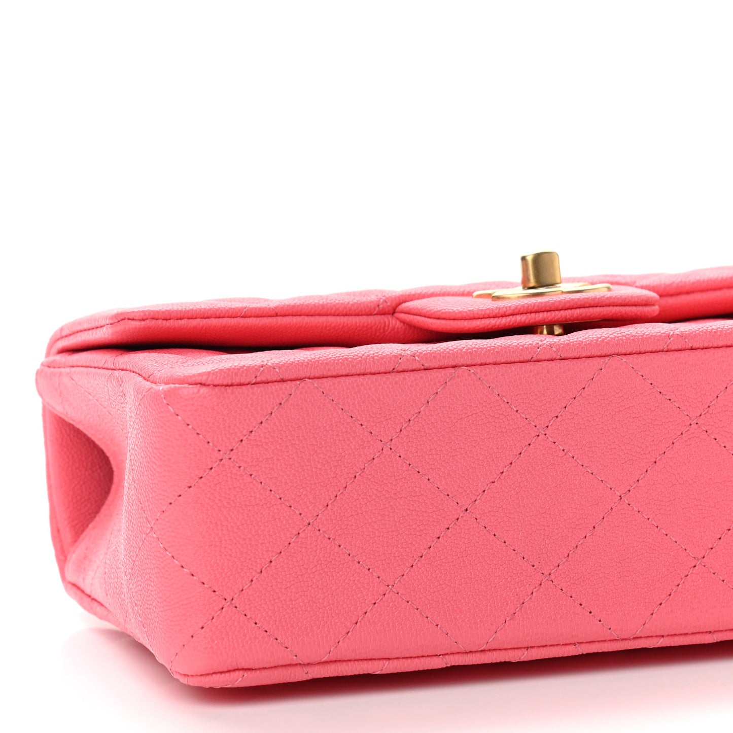 Caviar Quilted Mini Top Handle Rectangular Flap Pink