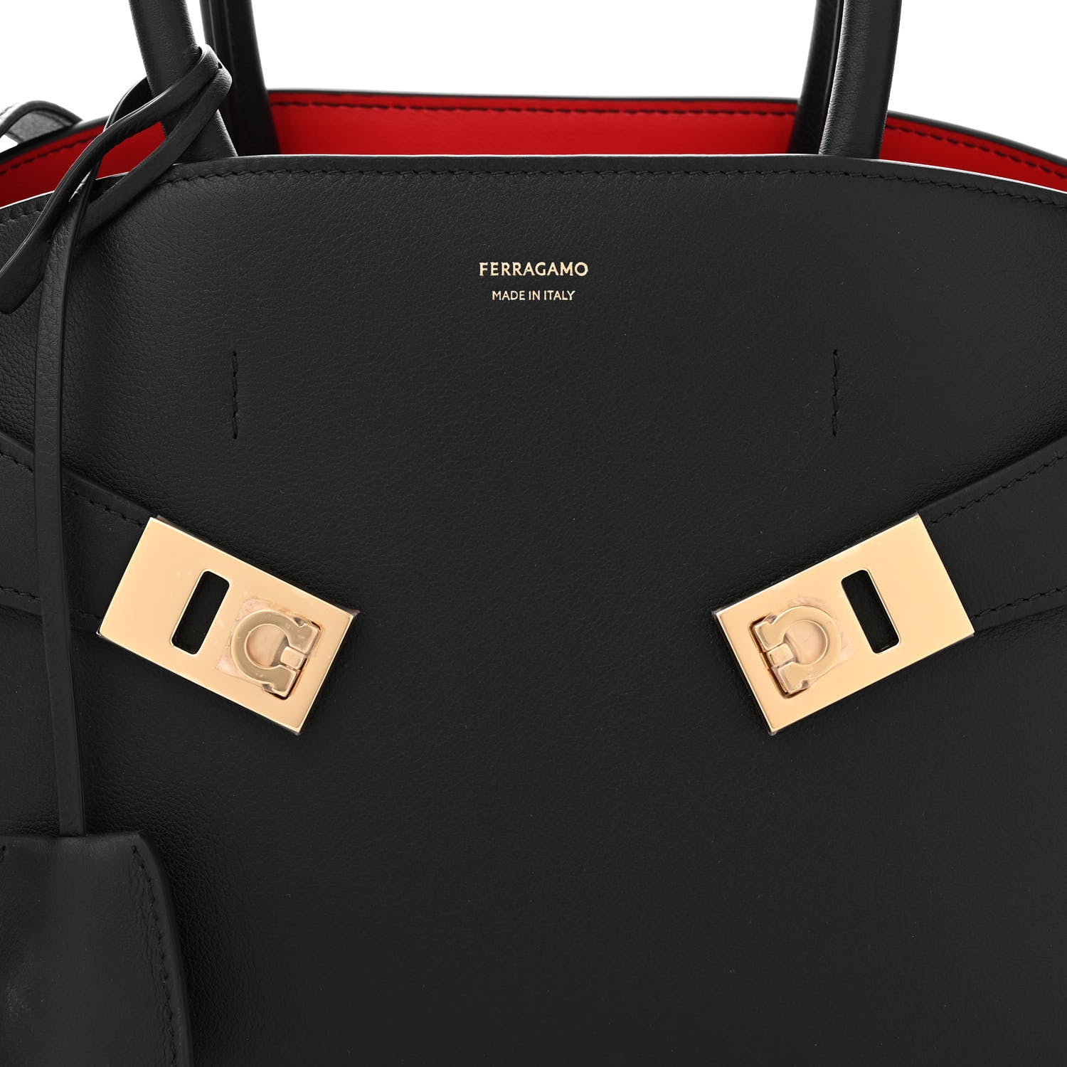 Salvatore Ferragamo Calfskin Small Hug Bag Black 7 of 9