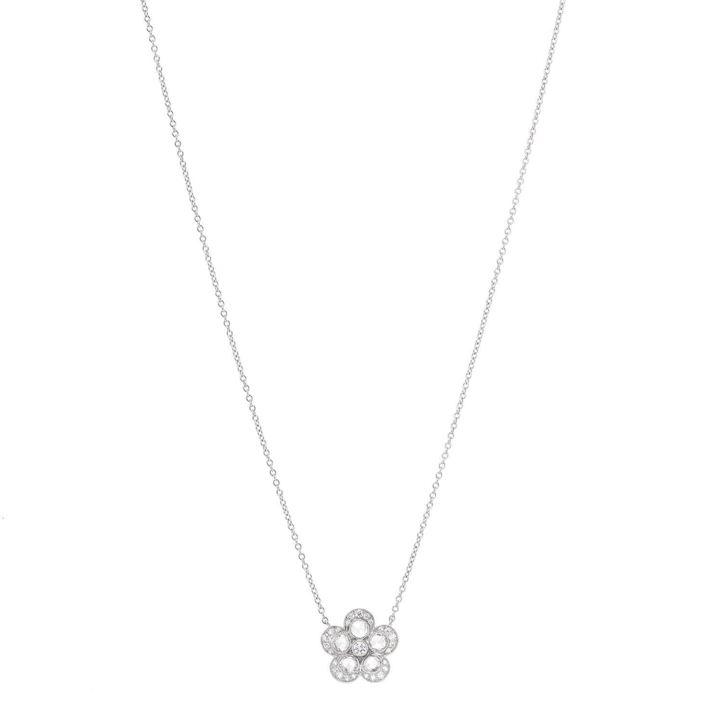 Platinum Diamond Small Enchant Flower Pendant Necklace