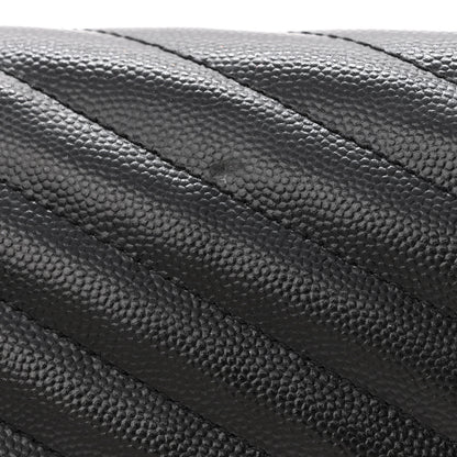 Saint Laurent Grain De Poudre Matelasse Chevron Monogram Monochrome Chain Wallet Black 13 of 13