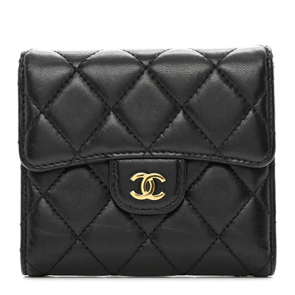 Chanel Lambskin Quilted Compact Flap Wallet Black 1 of 12