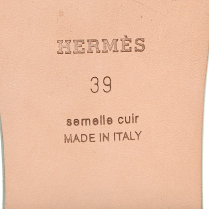 Hermes Calfskin Oran Sandals 39 Vert D'eau 7 of 9