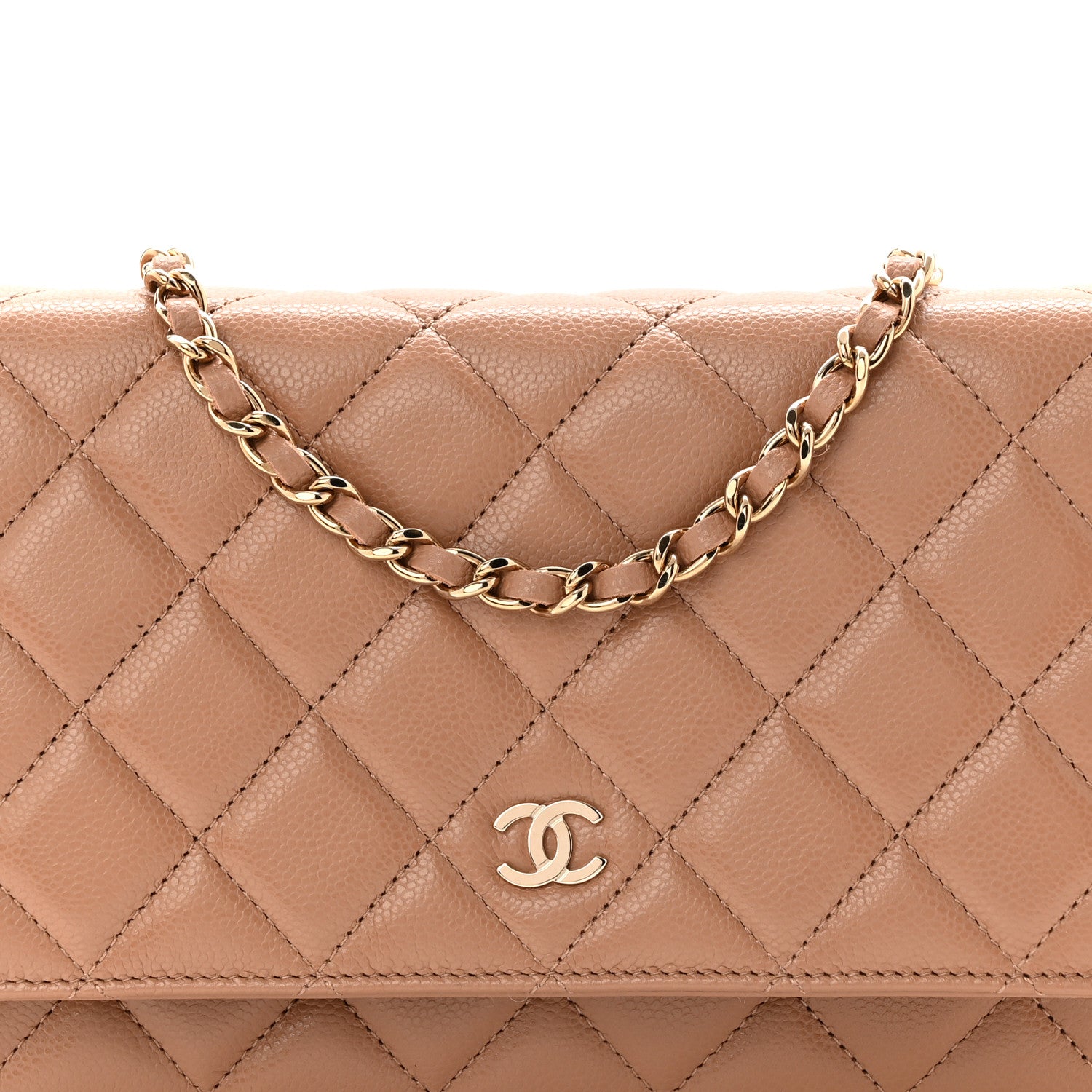 Chanel Caviar Quilted Wallet on Chain WOC Dark Beige 9 of 12