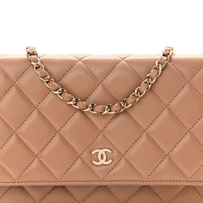 Chanel Caviar Quilted Wallet on Chain WOC Dark Beige 9 of 12