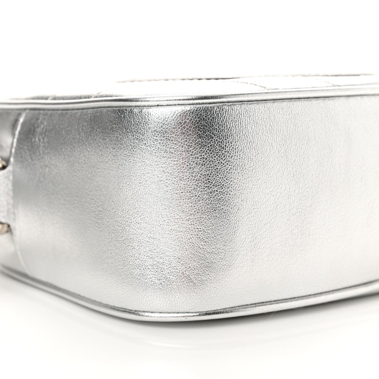 Metallic Sakai Be Green Calfskin Diagonal Stitched Small Blondie Shoulder Bag Silver
