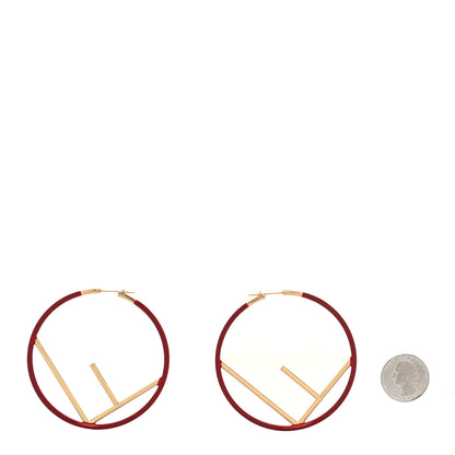 Fendi Metal Enamel Large F is Fendi Hoop Earrings Red Gold 2 of 5