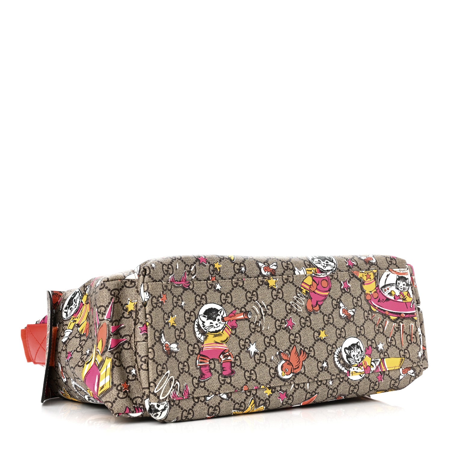 Gucci GG Supreme Monogram Space Cats Diaper Bag Orange 4 of 10