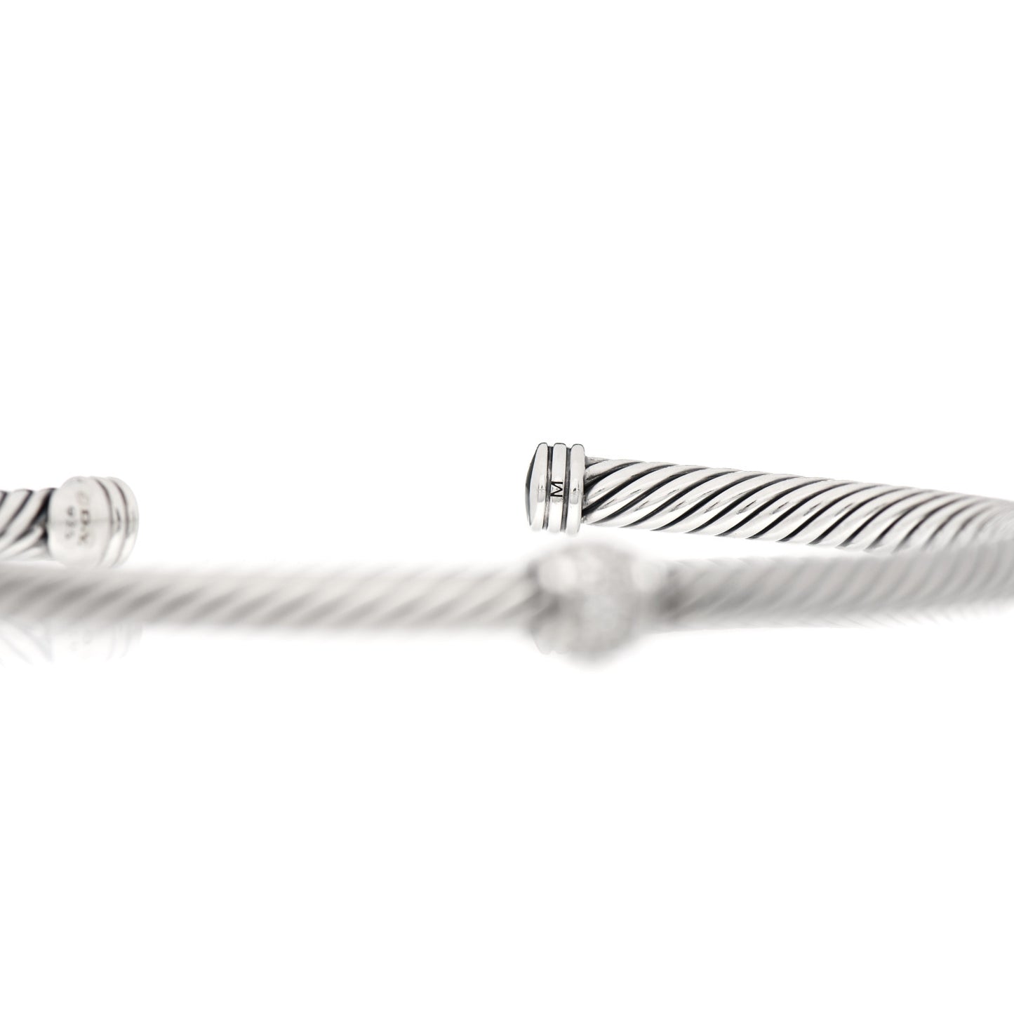 Sterling Silver Diamond 4mm Cable Classics Station Bracelet