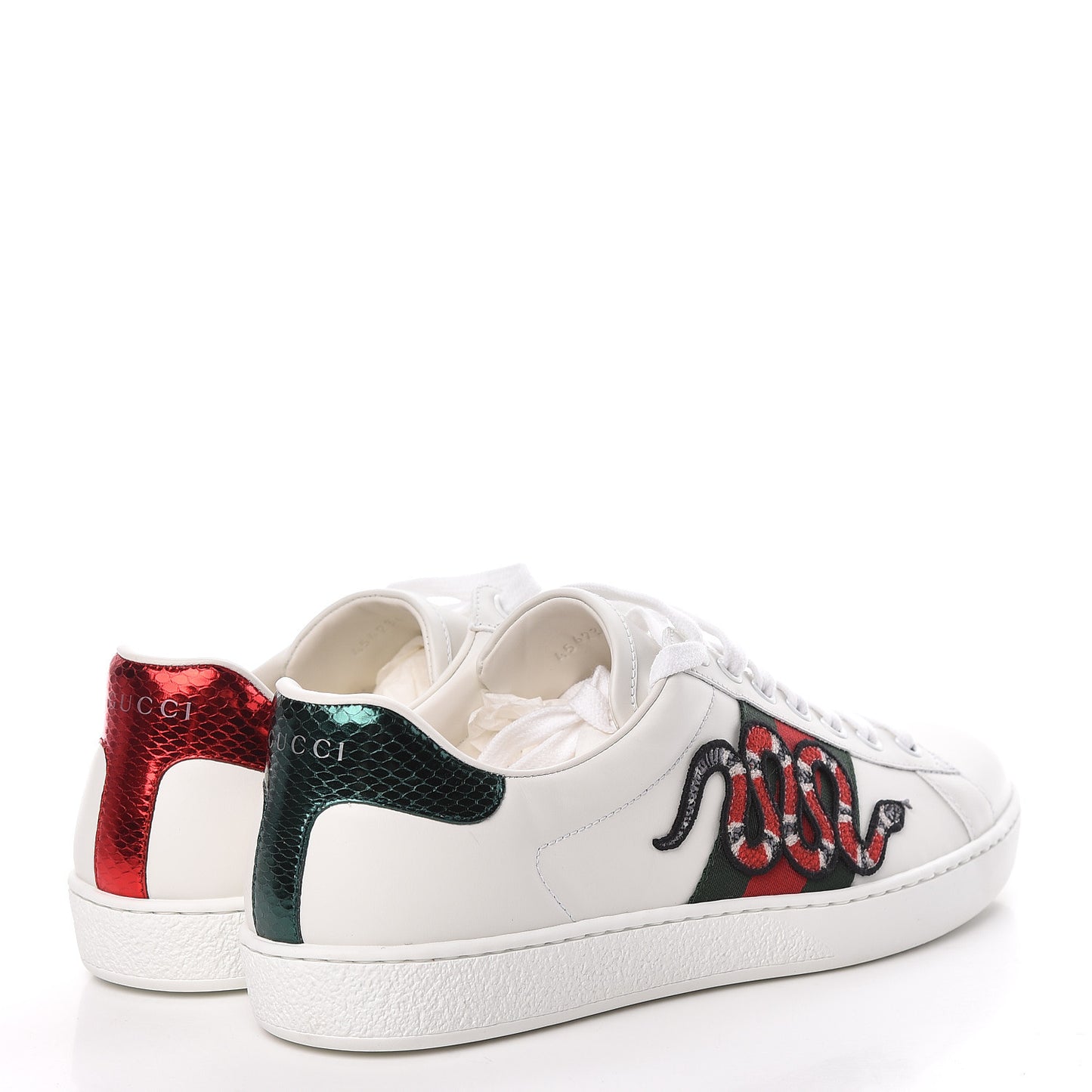 Calfskin Ayers Kingsnake Embroidered Mens Ace Sneakers 8 Green Red