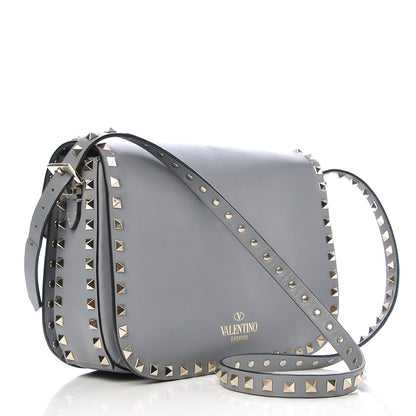 Valentino Garavani Vitello Medium Rockstud Flap Saddle Bag Light Stone 3 of 6