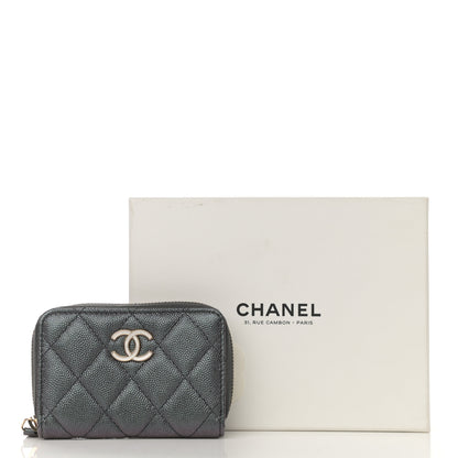 Chanel Iridescent Caviar Quilted Zip Coin Purse Black 8 of 8