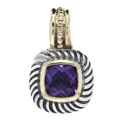 David Yurman Sterling Silver 14K Yellow Gold Amethyst 7mm Albion Enhancer Pendant 1 of 4
