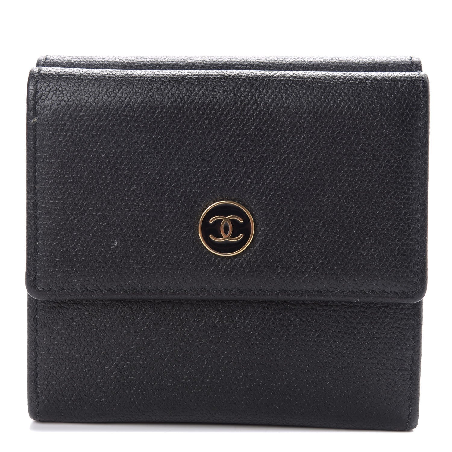 Chanel Grained Calfskin CC Button Flap Wallet Black 1 of 11