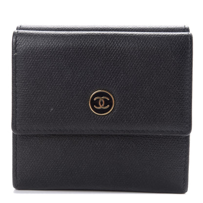 Chanel Grained Calfskin CC Button Flap Wallet Black 1 of 11