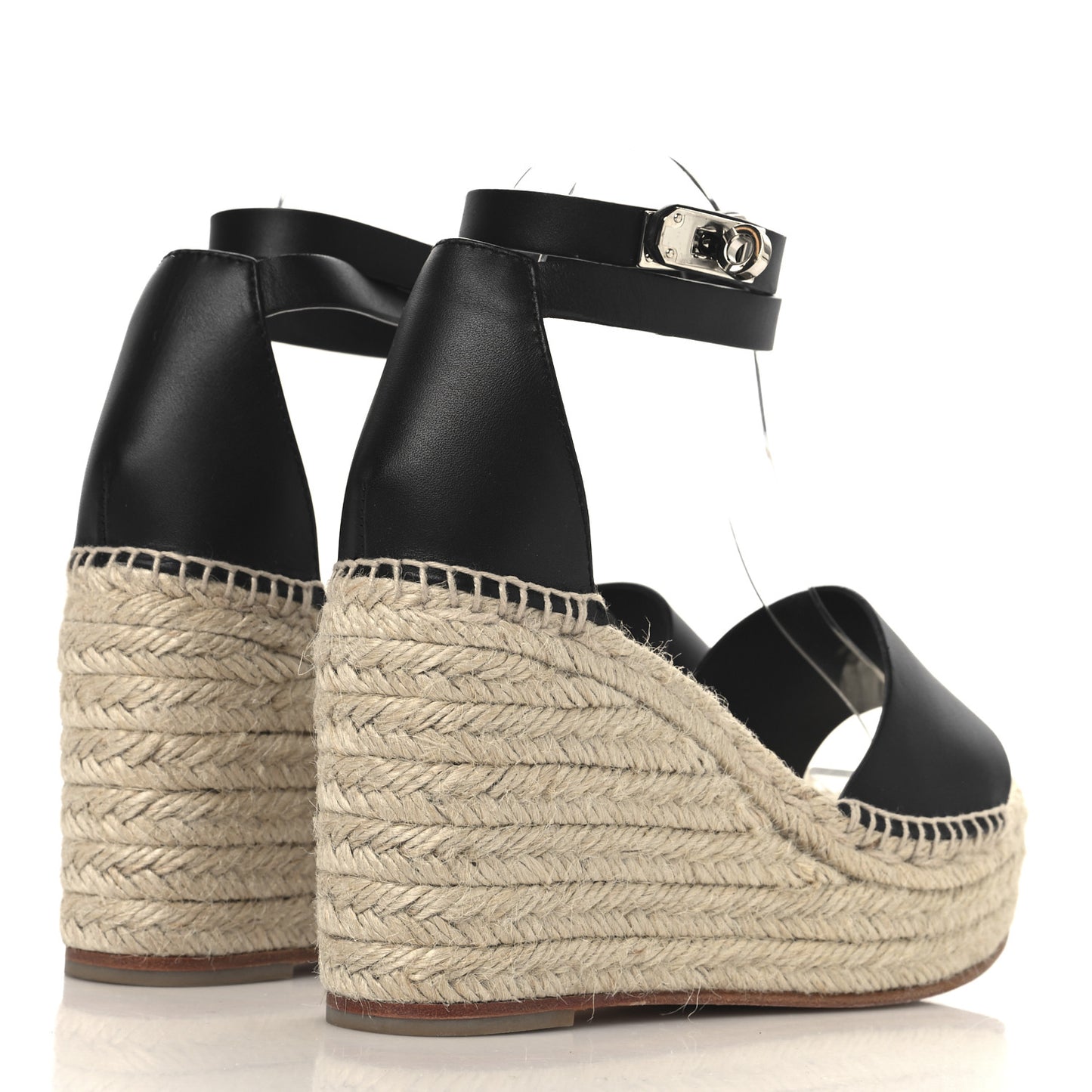 Calfskin Tipoli Espadrille Wedges 39 Black