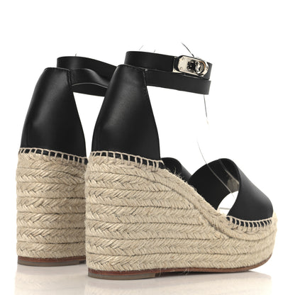 Hermes Calfskin Tipoli Espadrille Wedges 39 Black 5 of 9