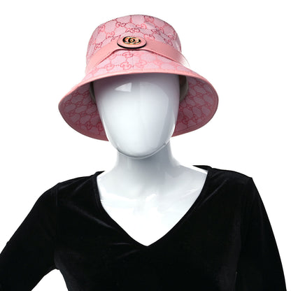 Gucci Monogram Textured Dollar Calfskin GG Jago Bucket Hat M Soft Cotton Candy Dark Cotton Candy 2 of 11