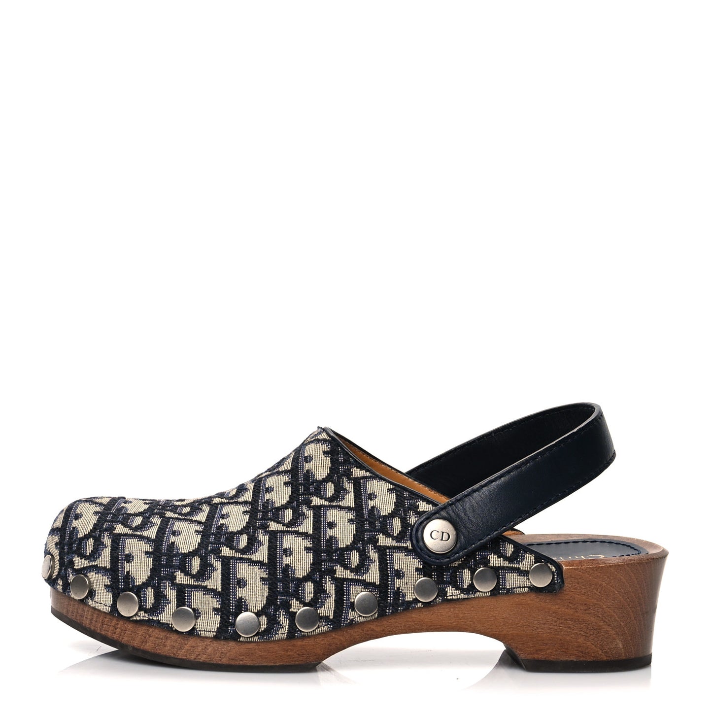 Canvas Oblique Diorquake 20mm Slingback Clogs 38 Deep Blue