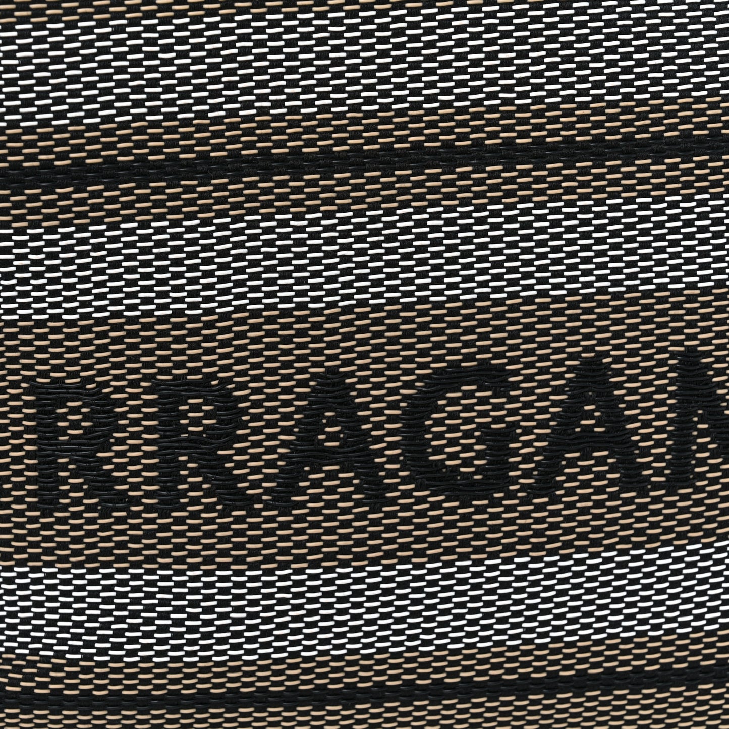 Raffia Striped Logo Tote Bag Beige Optic White Black