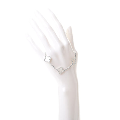 Van Cleef & Arpels 18K White Gold Mother of Pearl 5 Motifs Vintage Alhambra Bracelet 2 of 7